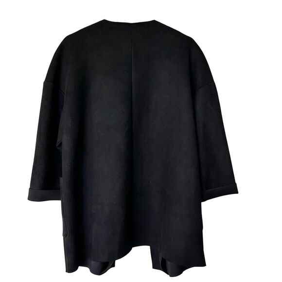 Zara Basic Collection M Black Faux Suede Open Front Jacket - Picture 2 of 9